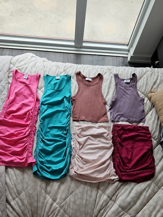 Aritzia Dresses & Skirts - Aritzia XS Bundle – Ruched Mini Dresses, Skirts & Crop Tanks | 6 Pieces